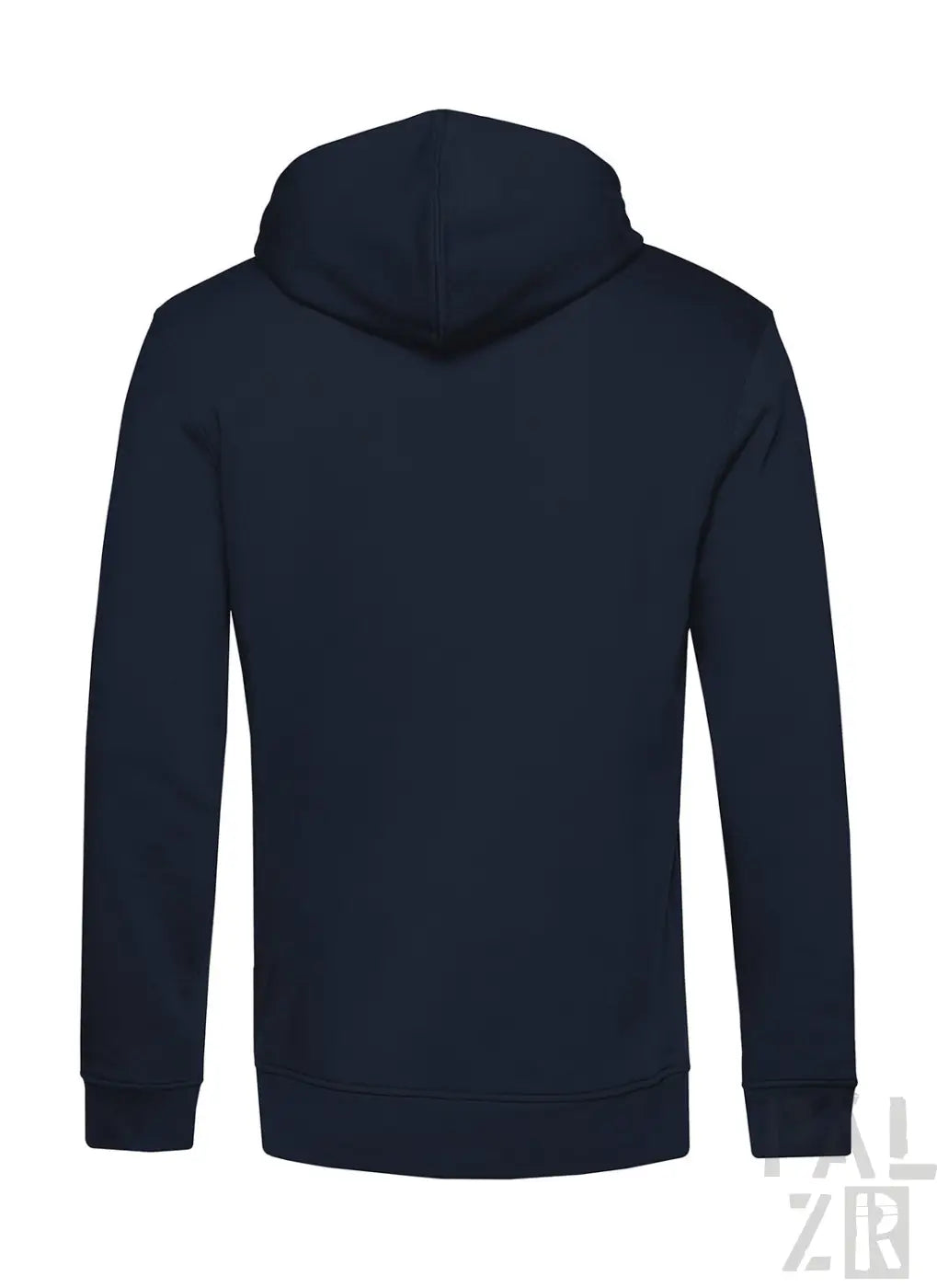 Marineblaue Kapuzenjacke mit Kordelzugkapuze und langen Ärmeln, aus weichem Baumwollstoff.