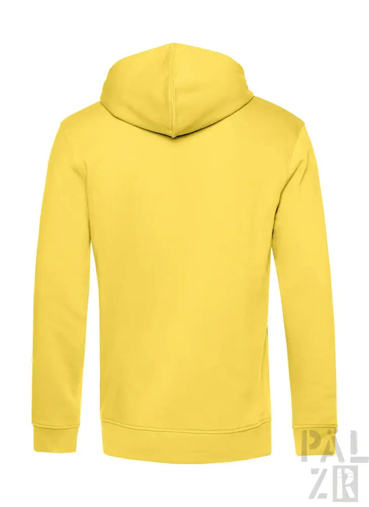 Gelbes Hoodie mit Kordelzugkapuze und langen Ärmeln.