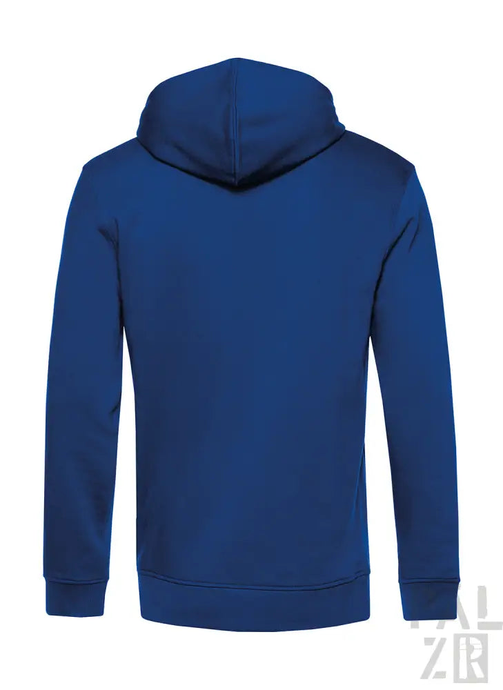 Königsblaue Kapuzenjacke mit Kordelzugkapuze und langen Ärmeln, hergestellt aus weichem Baumwollmischgewebe.