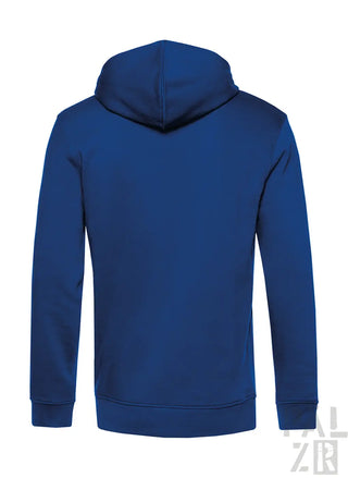 Königsblaue Kapuzenjacke mit Kordelzugkapuze und langen Ärmeln, hergestellt aus weichem Baumwollmischgewebe.