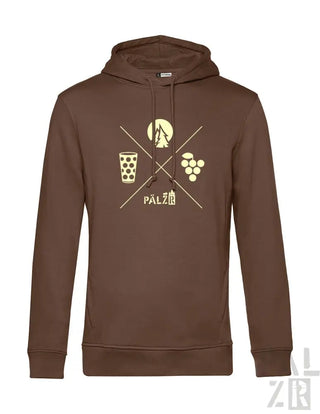 Brauner Hoodie mit Bierglas-, Weinglas- und Trauben-Design