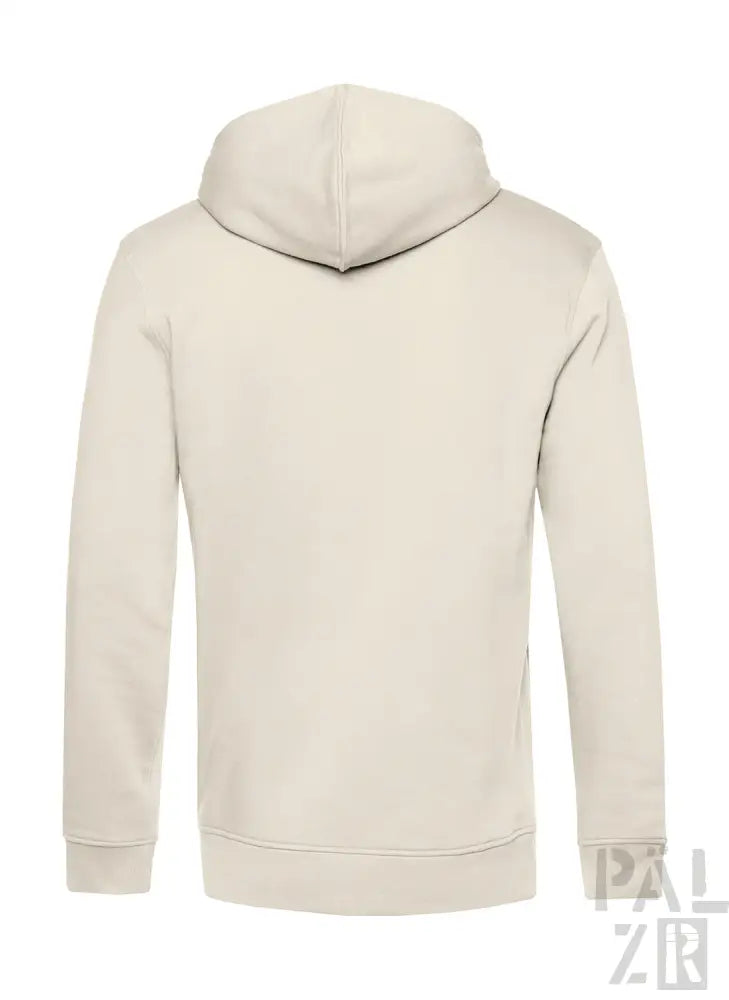 Beige hoodie von weinpirat für männer aus weichem glattem stoff mit elastischen bündchen und saum sichtbar von hinten
