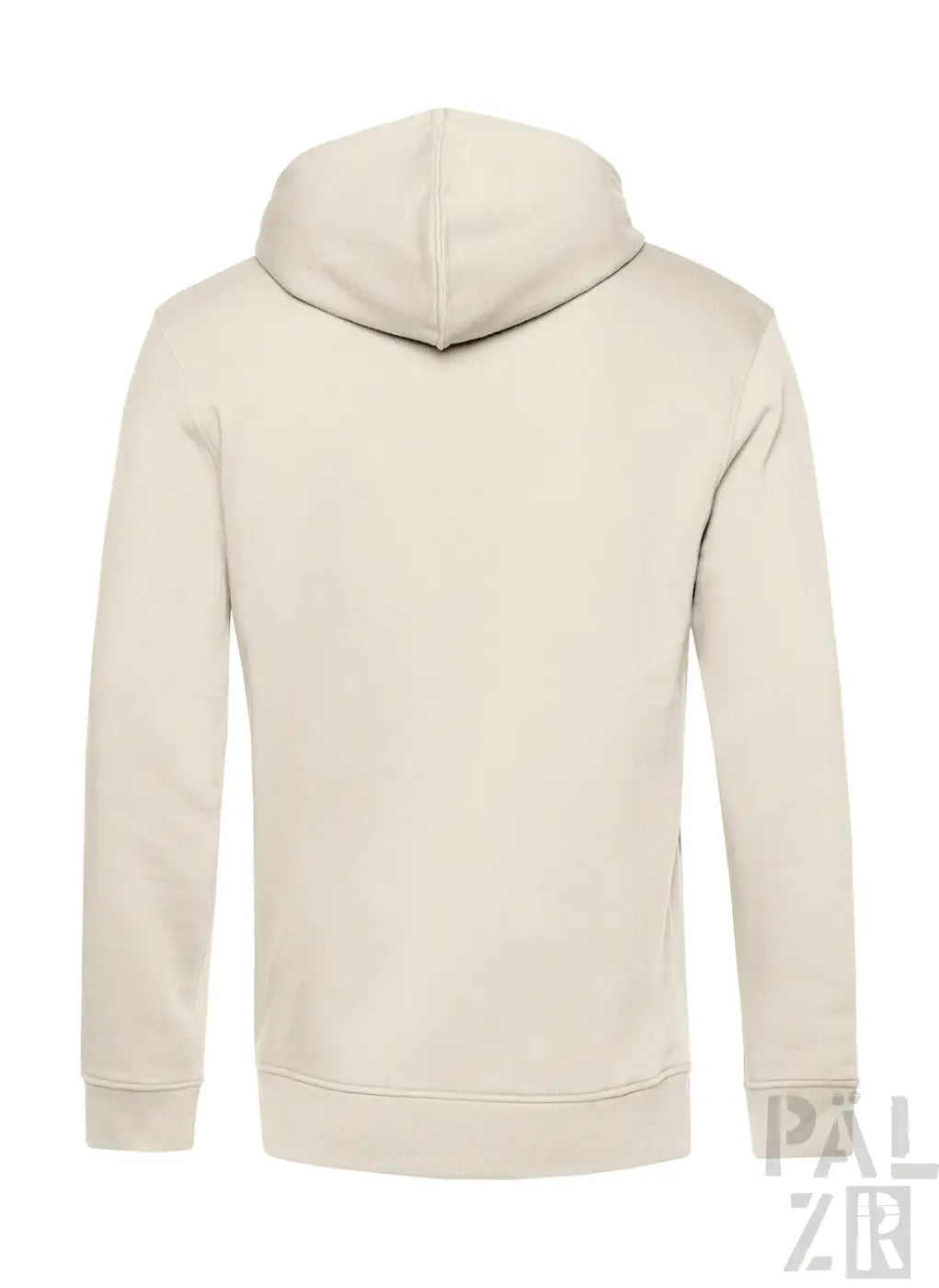 Beige hoodie von weinpirat für männer aus weichem glattem stoff mit elastischen bündchen und saum sichtbar von hinten