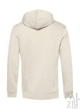 Beige hoodie von weinpirat für männer aus weichem glattem stoff mit elastischen bündchen und saum sichtbar von hinten