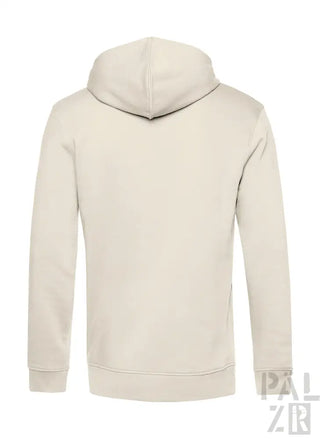 Beige hoodie von weinpirat für männer aus weichem glattem stoff mit elastischen bündchen und saum sichtbar von hinten