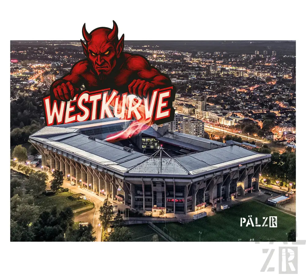 Rotes Teufelsposter mit Hörnern und Schwanz