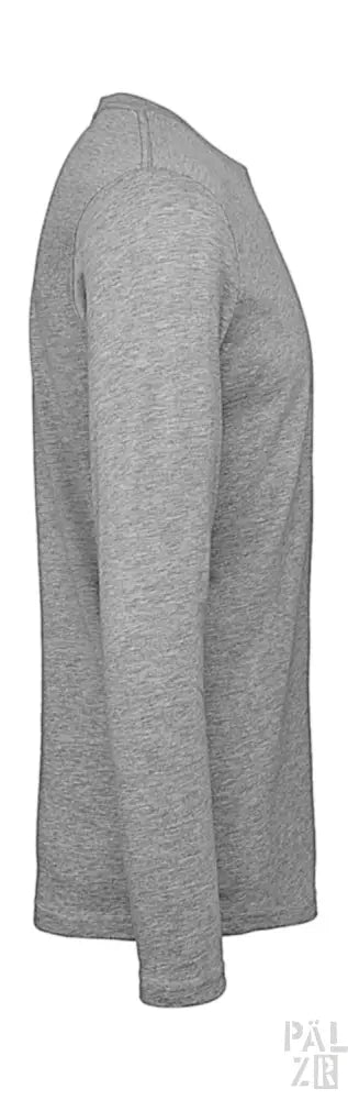 Hellgraues Langarm-T-Shirt mit gerippten Bündchen und Saum.