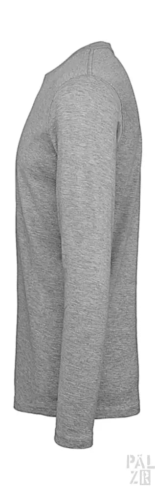 Hellgraues Langarm-T-Shirt mit gerippten Bündchen und Saum.