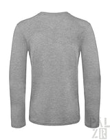 Hellgraues Langarm-Crewneck-T-Shirt mit gerippten Bündchen und Saum.