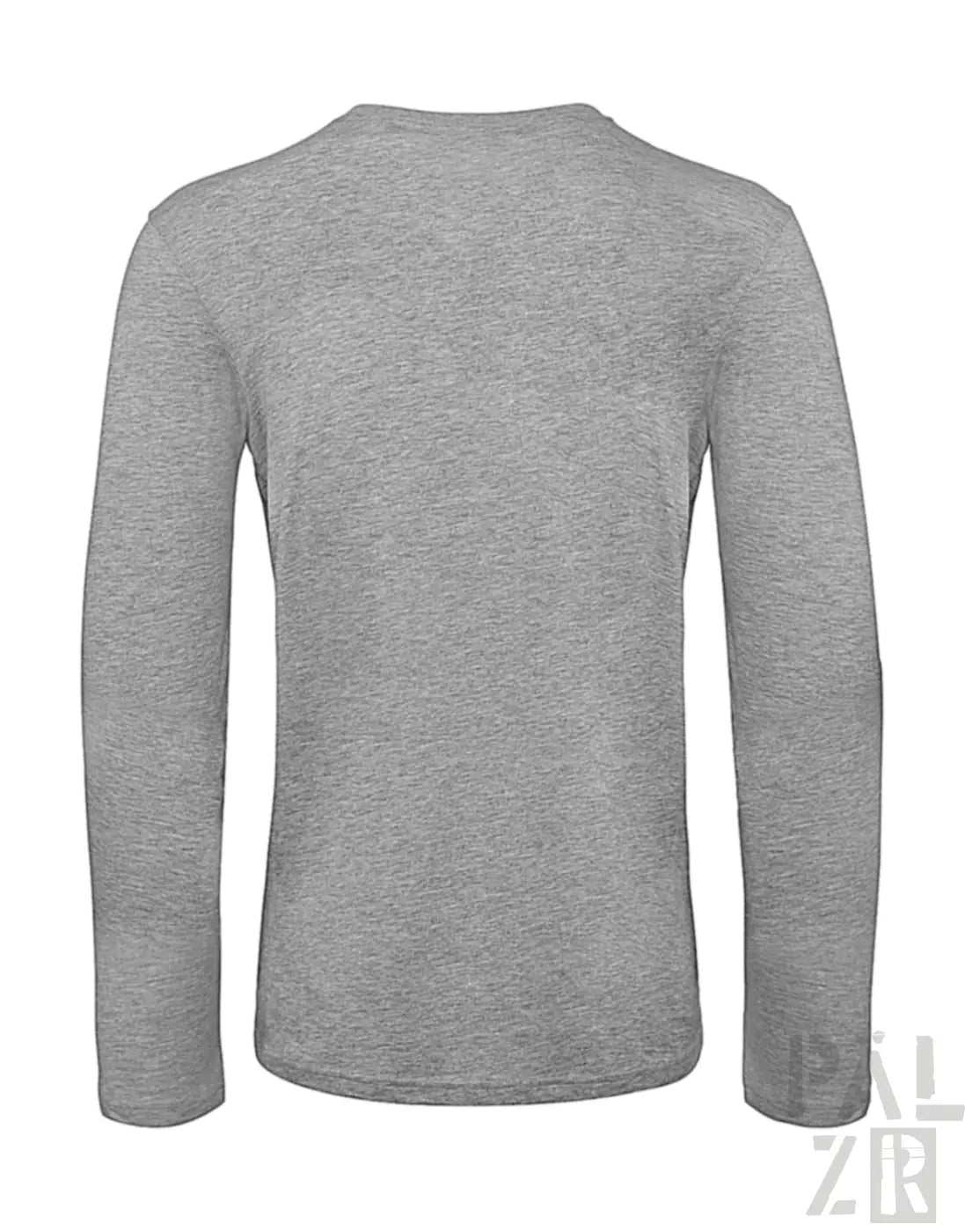 Hellgraues Langarm-Crewneck-T-Shirt mit gerippten Bündchen und Saum.