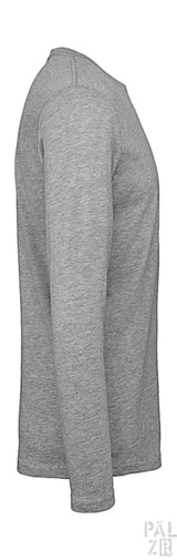 Hellgraues Langarm-T-Shirt mit gerippten Bündchen und Saum.