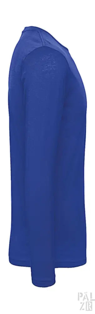 Königsblaues Langarm-T-Shirt mit gerippten Bündchen und Saum, aus Baumwolle gefertigt.