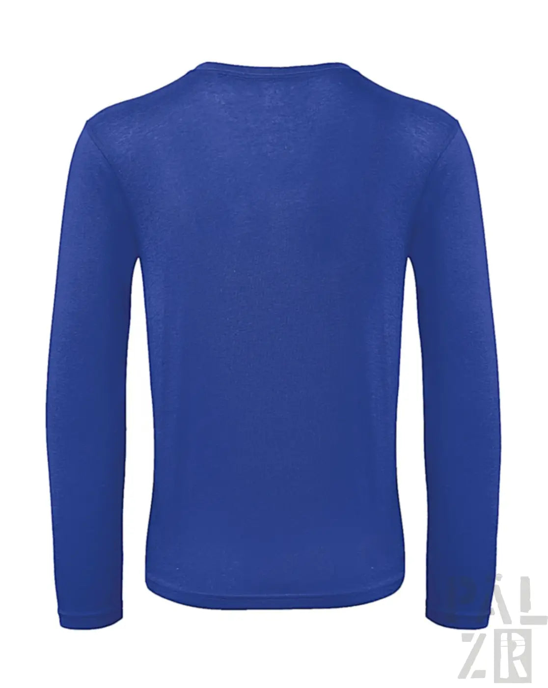 Königsblaues langärmeliges Thermoshirt mit gerippten Bündchen und Saum, wahrscheinlich aus Polyester- oder Baumwollmischung gefertigt.