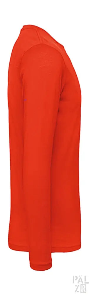 Orange Langarm-T-Shirt mit gerippten Bündchen und Saum, aus Baumwolle.