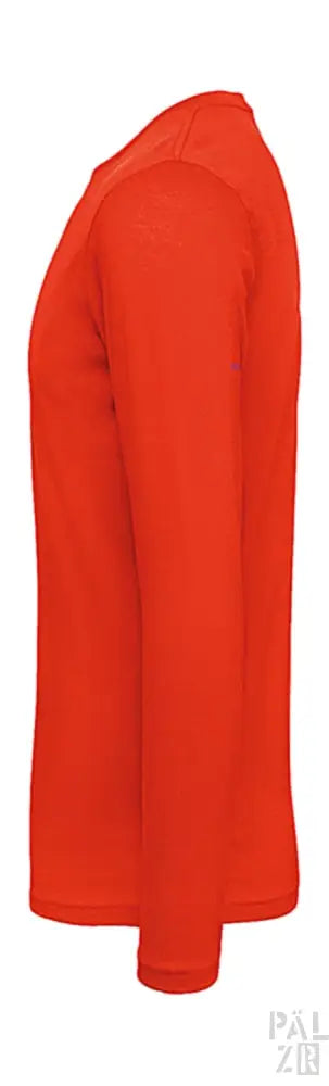 Orange Langarm-T-Shirt mit gerippten Bündchen und Saum, aus Baumwolle.