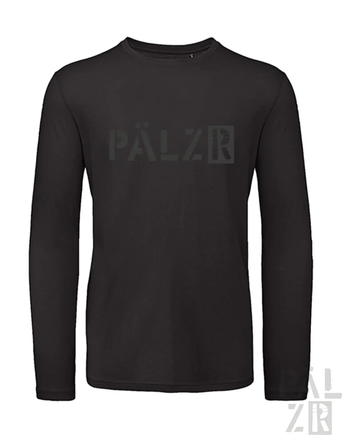 Schwarzes Langarmhemd mit ’palzo’-Logodesign.