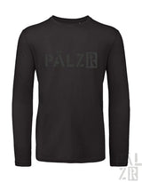 Schwarzes Langarmhemd mit ’palzo’-Logodesign.