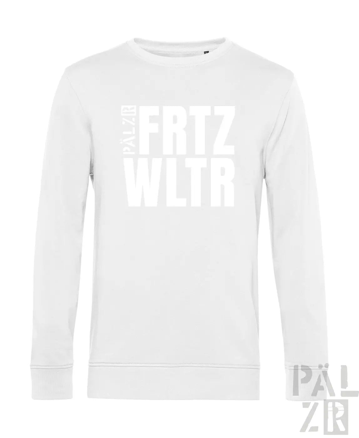 Weißes Baumwoll-Crewneck-Sweatshirt mit ’half frtz wltr’ Textdesign.
