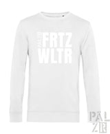 Weißes Baumwoll-Crewneck-Sweatshirt mit ’half frtz wltr’ Textdesign.