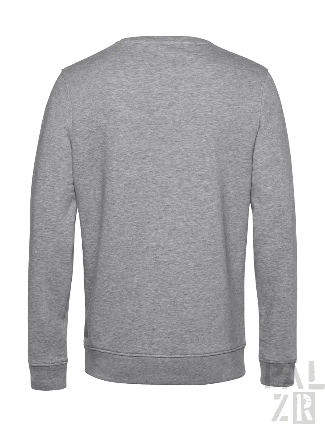 Heather grauer Rundhals-Sweatshirt mit gerippten Bündchen und Saum.