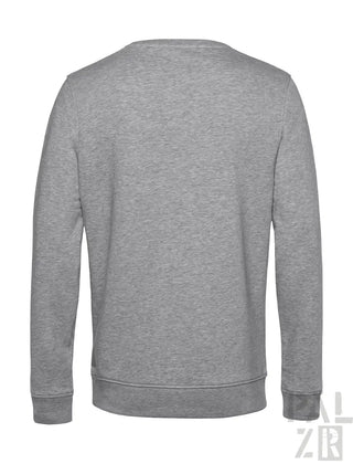 Heather grauer Rundhals-Sweatshirt mit gerippten Bündchen und Saum.