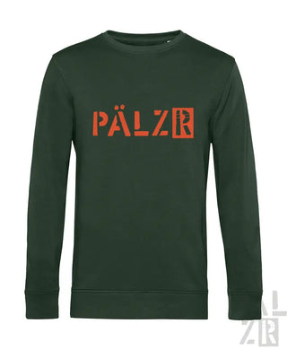 Grünes Pälzer-Sweatshirt mit orangem Logo und Textdesign.