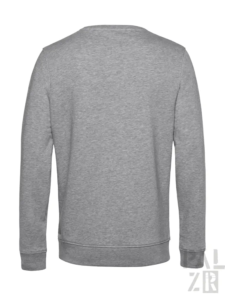 Heather grauer Rundhals-Sweatshirt mit gerippten Bündchen und Saum.