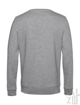 Heather grauer Rundhals-Sweatshirt mit gerippten Bündchen und Saum.