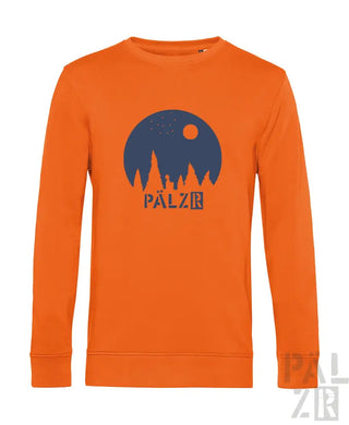Oranger Pullover mit ’palzr’-Logo und Silhouetten-Design.