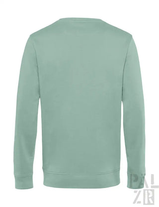 Mintgrüner Rundhals-Sweatshirt mit gerippten Bündchen und Saum, wahrscheinlich aus Baumwolle oder Polyester-Mischung.