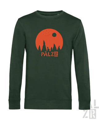 Grüner Pilz-Sweatshirt mit orange-braunem Design