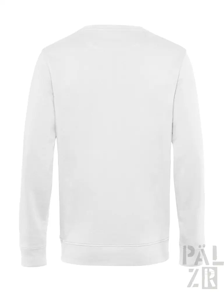 Weißer männer pullover wstkrove mit rundhalsausschnitt langärmlig und mit gerippten bündchen in verschiedenen farben