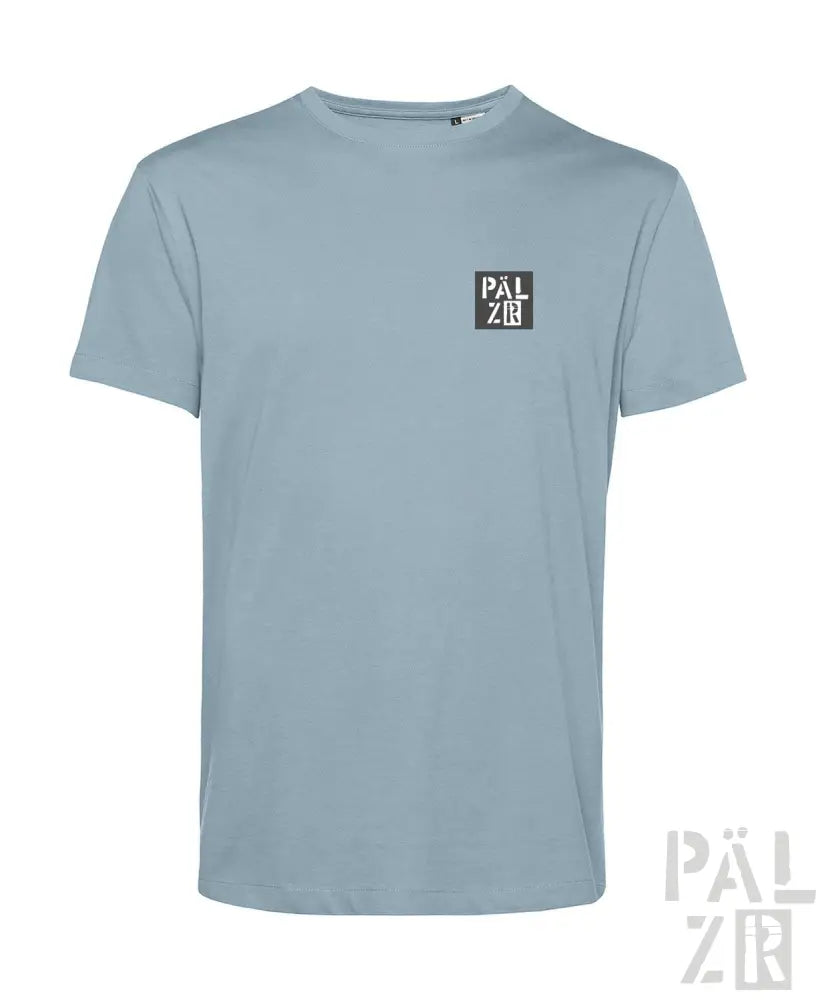 Hellblaues T-Shirt mit ’palzir’-Logo auf der Brust, aus Baumwolle gefertigt.