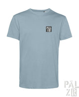 Hellblaues T-Shirt mit ’palzir’-Logo auf der Brust, aus Baumwolle gefertigt.
