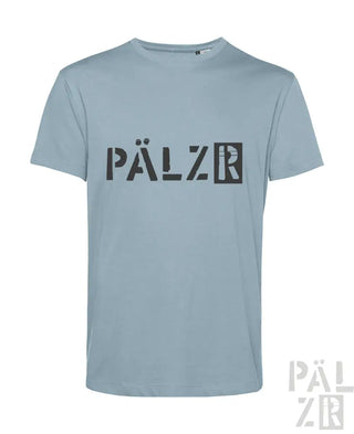 Hellblaues Pfälzer T-Shirt mit schwarzem Logodesign.