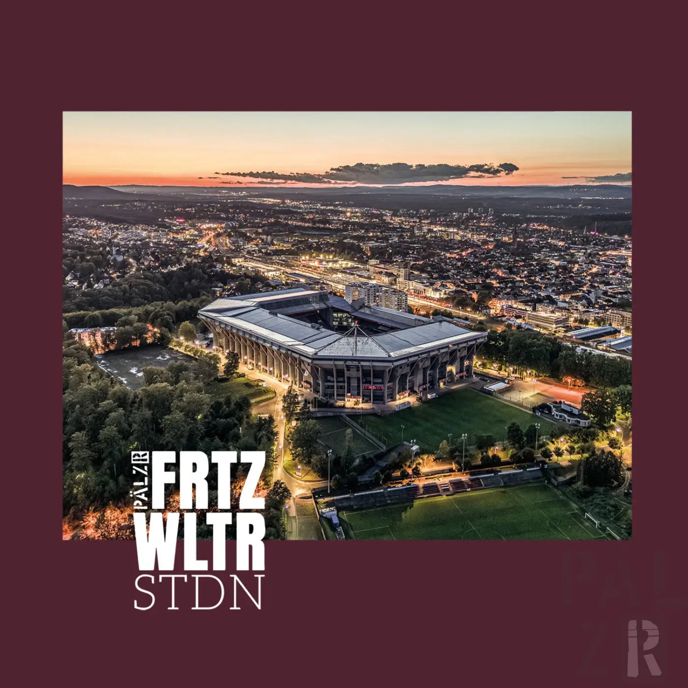 Männer t shirt frtz wltr stdn 2 mit modernem stadionmotiv und dunklem grau in verschiedenen farben