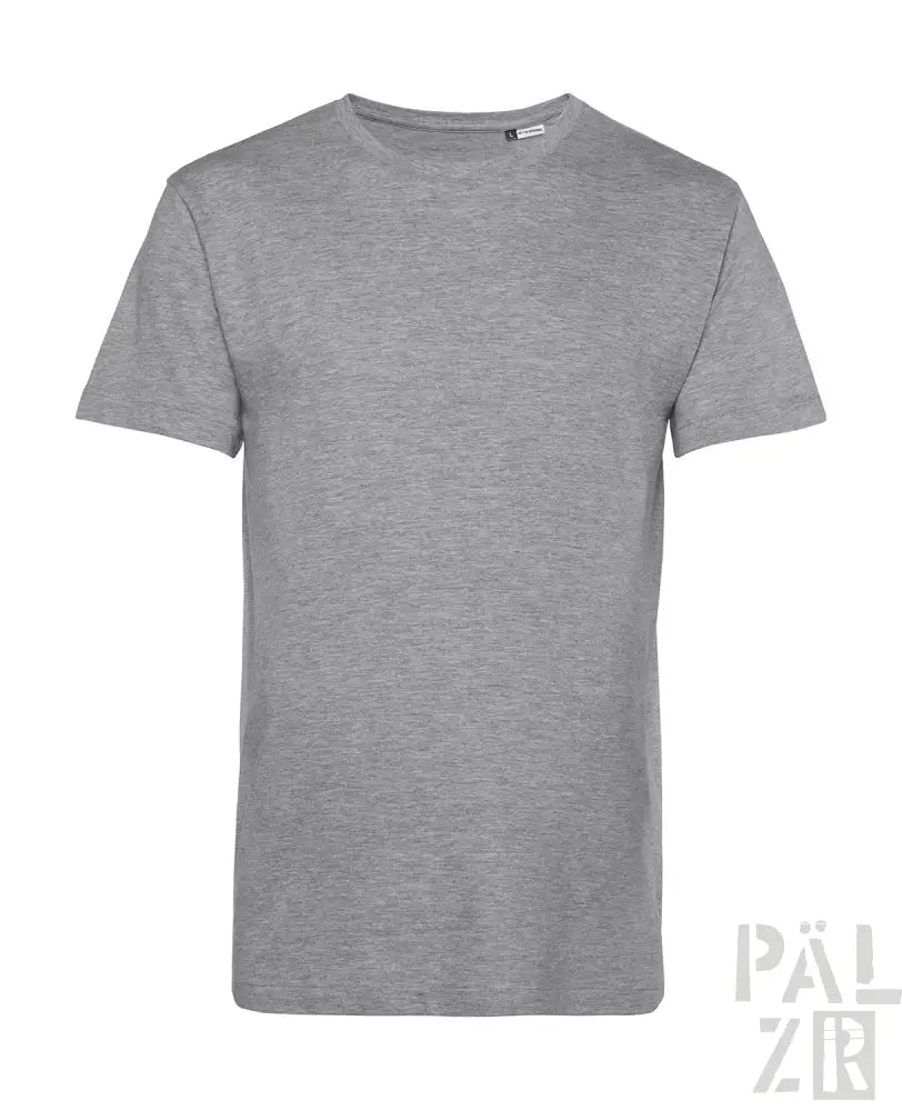 Hellgraues Rundhals-T-Shirt mit kurzen Ärmeln und entspannter Passform.