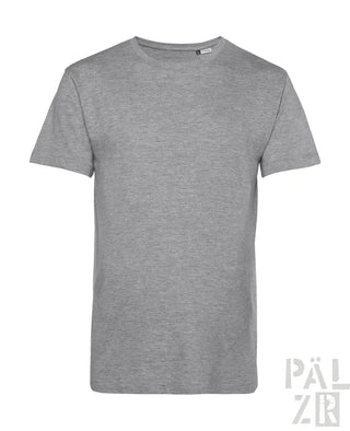 Hellgraues Rundhals-T-Shirt mit kurzen Ärmeln und entspannter Passform.