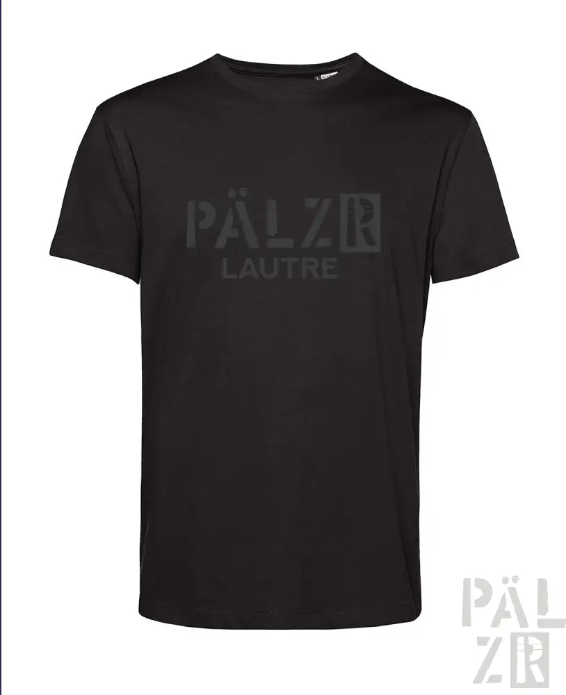 Schwarzes T-Shirt mit Textdesign ’pälzr lautre’, aus Baumwolle.