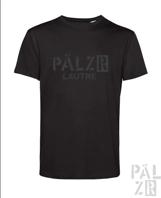 Schwarzes T-Shirt mit Textdesign ’pälzr lautre’, aus Baumwolle.