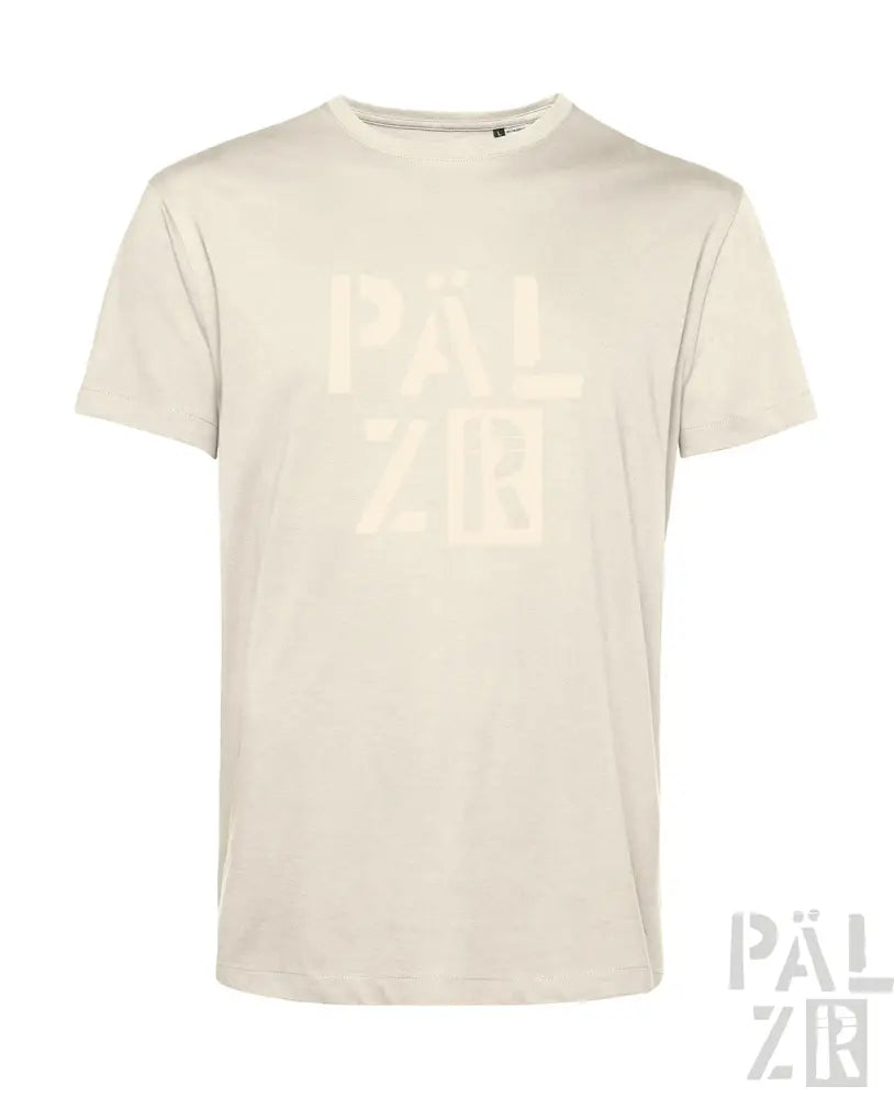 Cremeweiße T-Shirt mit ’pälzer’-Logo-Design, aus Baumwolle.