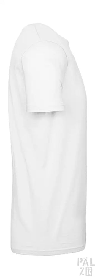 Weißes T-Shirt mit kurzen Ärmeln und Rundhals.