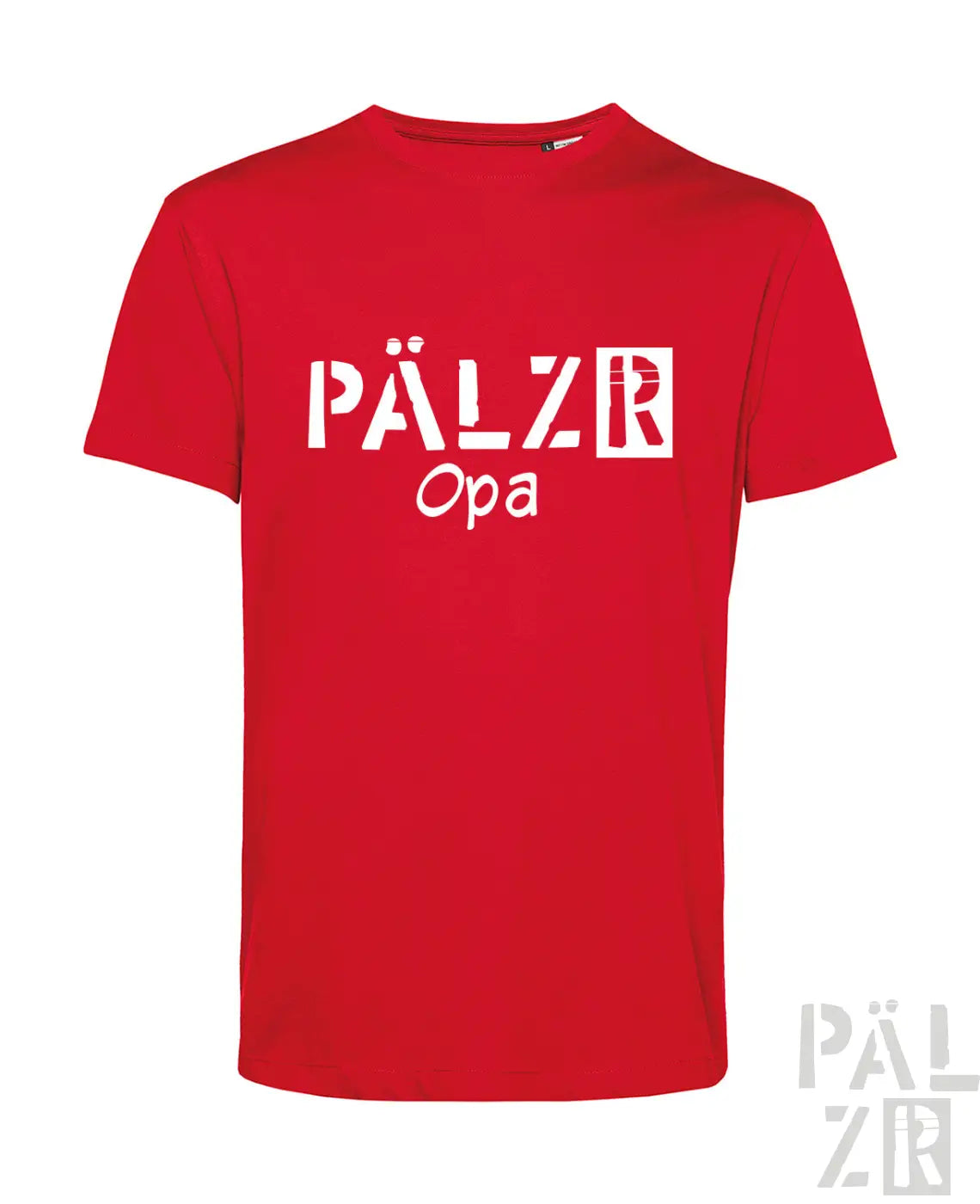 Rotes männer kurzarm t shirt mit weißem pälzr opa grafikdruck aus baumwolle in verschiedenen farben