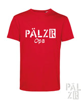 Rotes männer kurzarm t shirt mit weißem pälzr opa grafikdruck aus baumwolle in verschiedenen farben