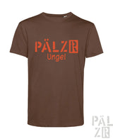 Braunes männers t-shirt pärlzr ungel mit orangefarbenem grafikdruck aus baumwolle in verschiedenen farben