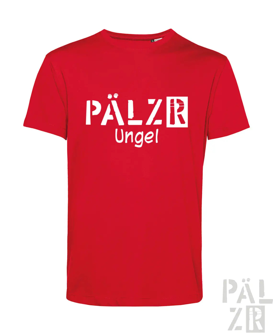 Rotes herren t shirt mit weißen pälzr ungel grafikdruck und kurzen ärmeln aus baumwolle