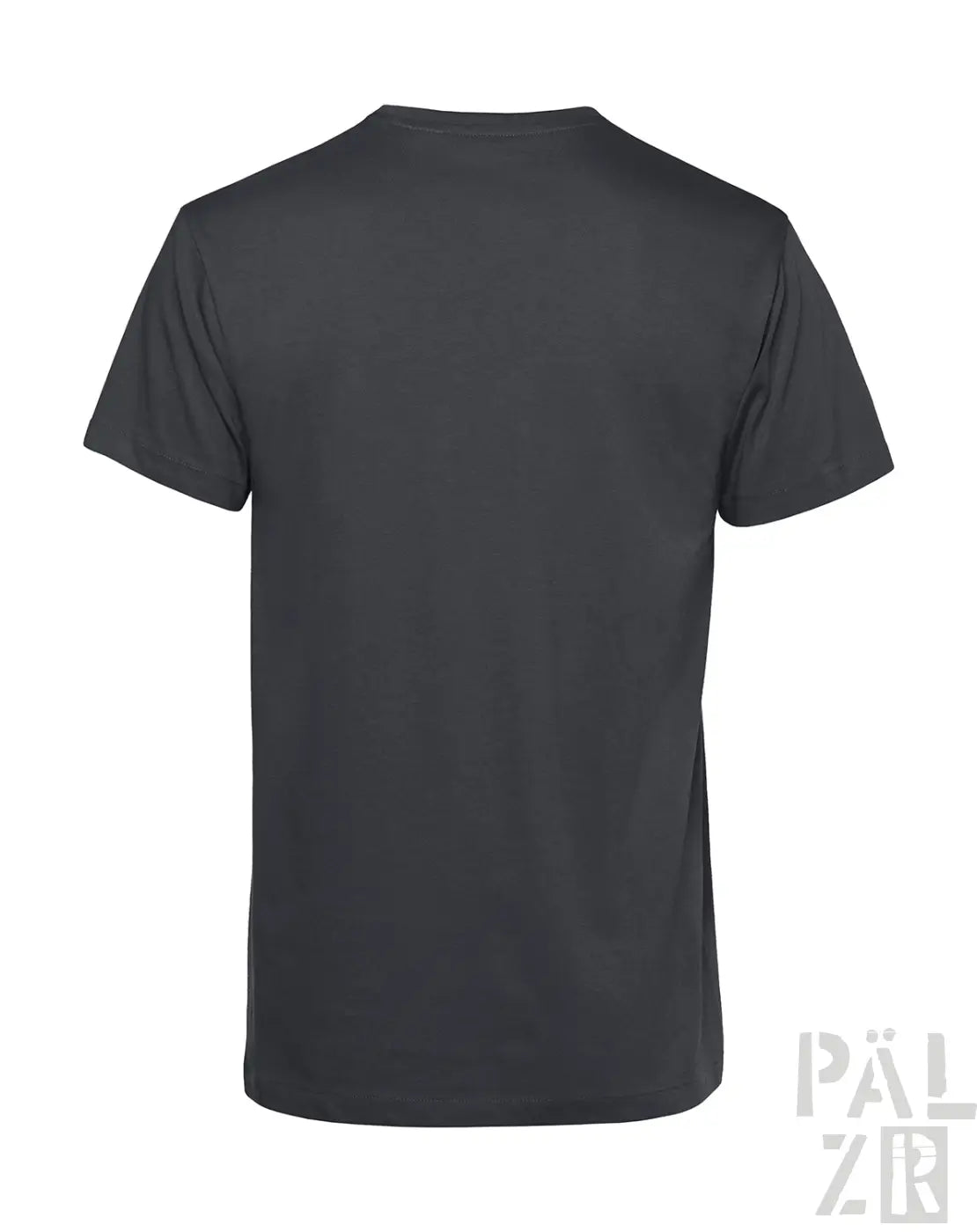 Holzgraues T-Shirt mit kurzen Ärmeln und Rundhals, aus Baumwolle.