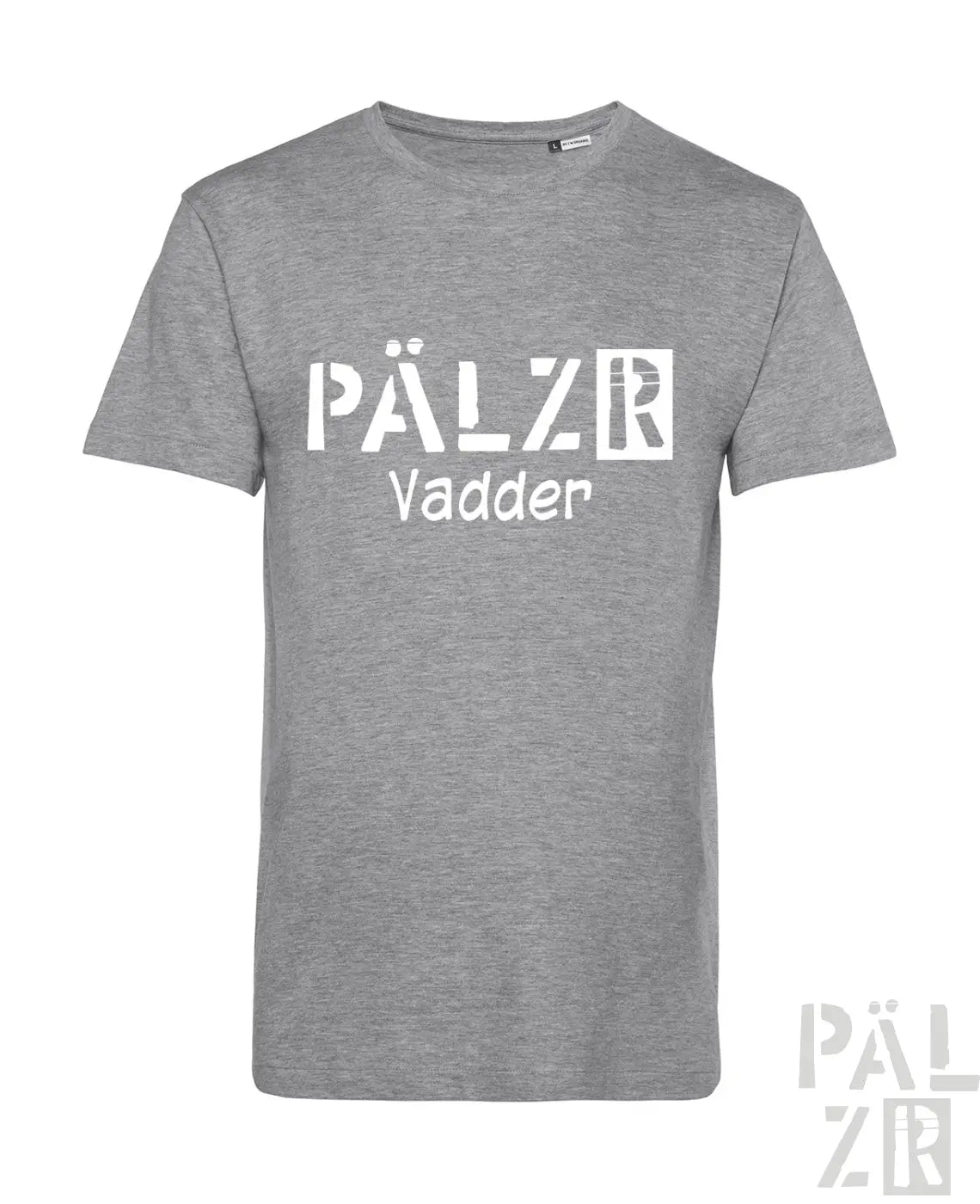 Graues meliertes baumwoll t-shirt männer mit weißem pälzr vadder grafikdruck in verschiedenen farben