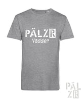 Graues meliertes baumwoll t-shirt männer mit weißem pälzr vadder grafikdruck in verschiedenen farben