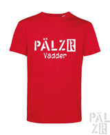 Rotes männer t-shirt mit weißen pälzr vadder grafikdruck und kurzen ärmeln in verschiedenen farben